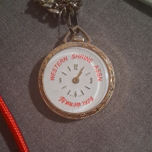 Shriners Gold and White Pocket Watch